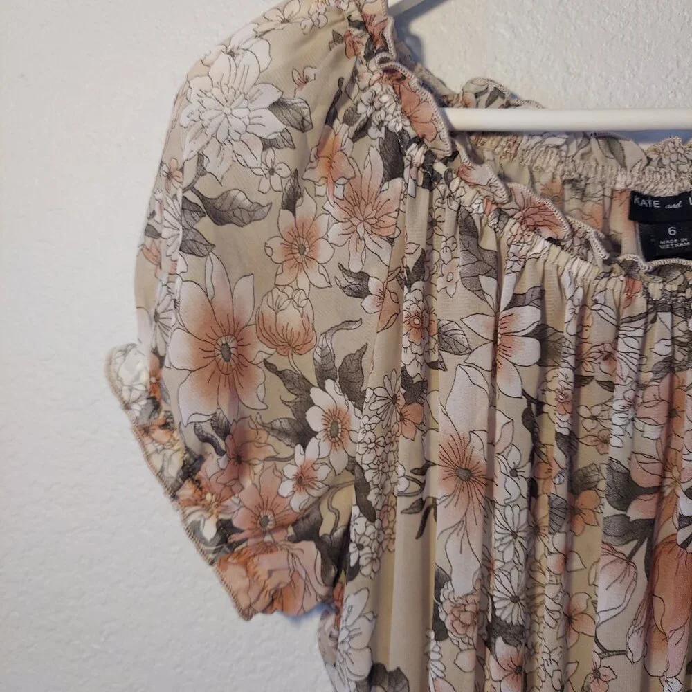 Kate & Lily Floral Smocked Midi Dress | Size 6 - Picture 7 of 9